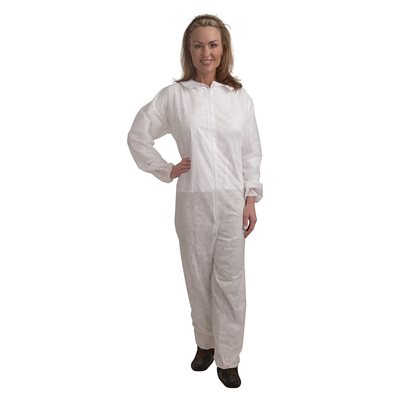 Standard Polypro White Coveralls 25ct Zipper Front, Elastic Wrist & Ankles Large (50)Min.(1)