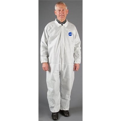 SMS (3Layer) White Coveralls 25ct Zipper Front, Hood, Boots,Elastic XLarge (50)Min.(1)