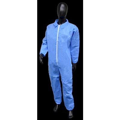 SMS (3Layer) Blue Coveralls 25ct Zipper Front,Elastic Wrist,Ankles,Waist LGE (50)Min.(1)