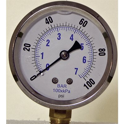 Gauge Liquid Filled 2-1 / 2" 0-100psi Stainless Case (24) Min.(1)