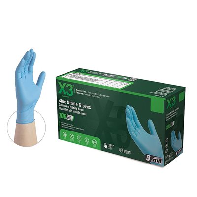Nitrile X3 Powder Free Gloves Medium 10 / 100ct Boxes (70) Min. (1)