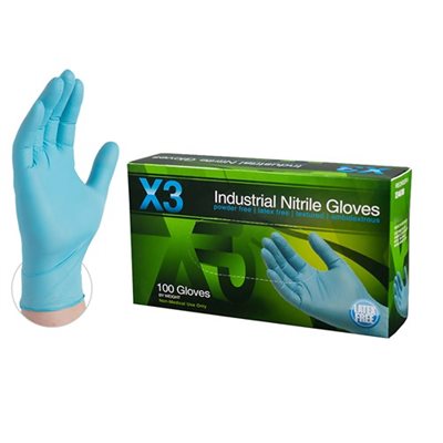 Nitrile X3 Powder Free Gloves Large 10 / 100ct Boxes (70) Min. (1)