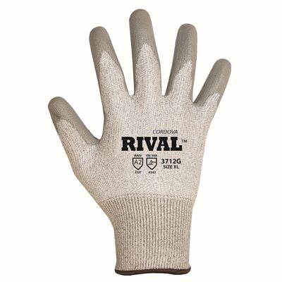 RIVAL Grey HPPE Glove Polyurethane Palm Grey ANSI Cut Level A2 Large (144) Min.(6)