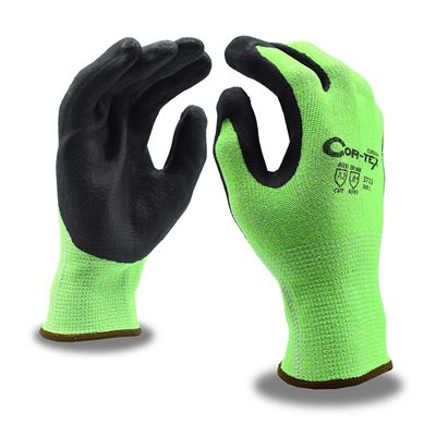 CORTEX HI-VIS Lime HPPE Glove Foam Nitrile Palm Black Cut Level ANSI A2 Large (240) Min.(1)