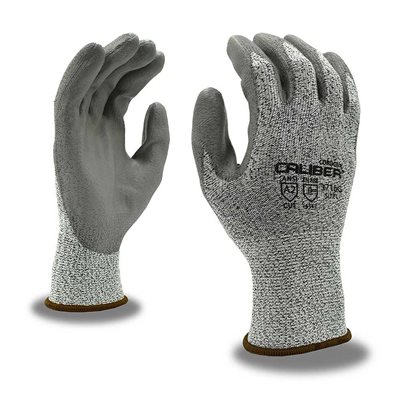 CALIBER Salt & Pepper HPPE Glove Polyurethane Palm Grey ANSI Cut Level A2 Large (144) Min.(6)