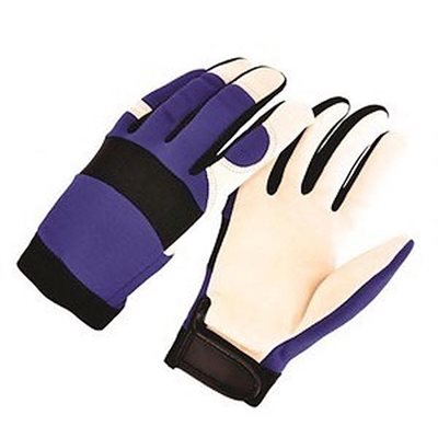 Mechanic Glove Pigskin Blue Spandex Velcro Close Large (12) Min.(3)