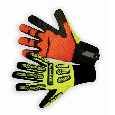 OGRE IMPACT Lime Syn Leather Silcone Dot Spandex Back TPR Fingers Large (72) Min.(1)