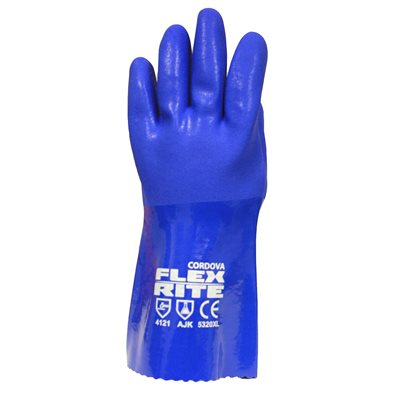 FLEX-RITE Blue PVC Glove Textured Palm Knit Lined XLarge 12" Length (6) Min.(1)
