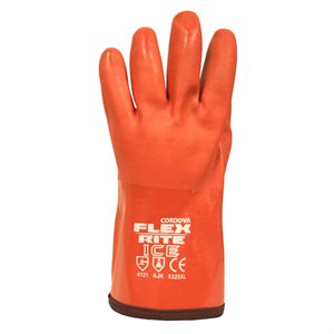 FLEX-RITE Ice Red PVC Glove Thermal Lined Textured Palm Large 12" Length (6) Min.(1)