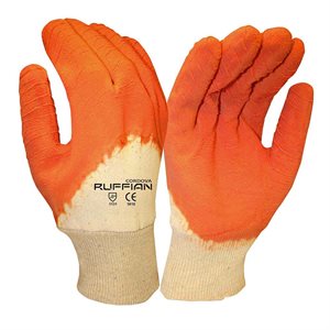 Rubber Premium Ruffian Orange Crinkle Finish Coated Glove Knitwrist Jersey Lined (10) Min.(1)