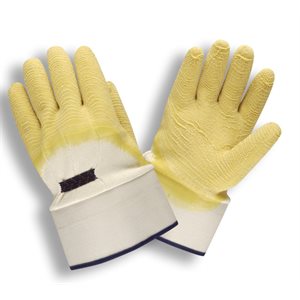 Rubber Premium Ruffian Yellow Crinkle Finish Coated Glove 2-1 / 2" Cuff Jersey Lined (10) Min.(1)