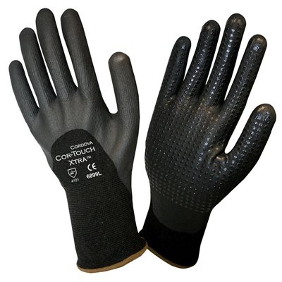 COR-TOUCH FOAM XTRA Foam Nitrile Dotted Palm Black Nylon / Spandex Glove 3 / 4 Back Large (12) Min.(1)