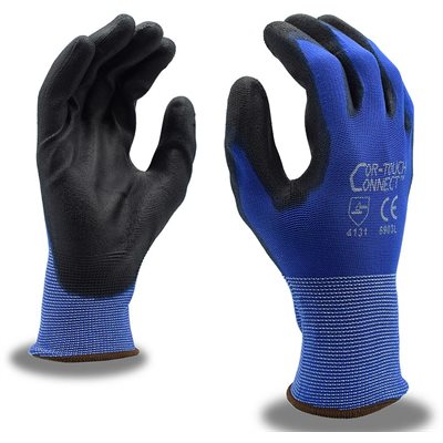 Cor-Touch Connect Nylon Coated Glove Blue Polyurethane Palm Black Large (12) Min.(1)