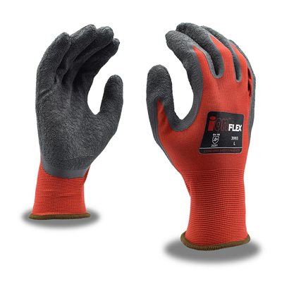 ION-FLEX Nylon Coated Rubber Palm Grey Red Nylon Glove Large (12) Min.(1)