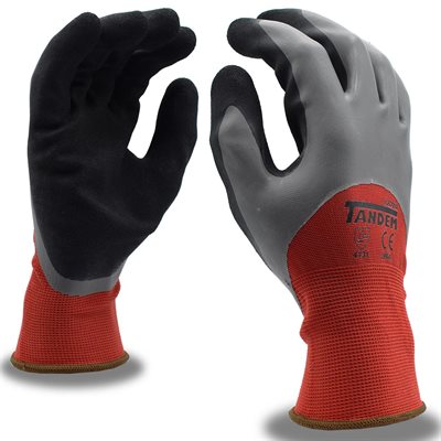 TANDEM Nylon Coated 2-Layer Sandy Rubber Palm Black 3 / 4 Back Red Glove Medium (12) Min.(1)