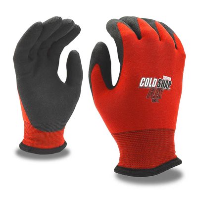 COLD SNAP FLEX Insulated Foam PVC Palm Black Red Glove ANSI Cut Level A3 Large (6) Min.(1)