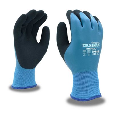 COLD SNAP THERMO Insulated 2-Layer Sandy Rubber Palm Full Back Blue Glove Large (6) Min.(1)