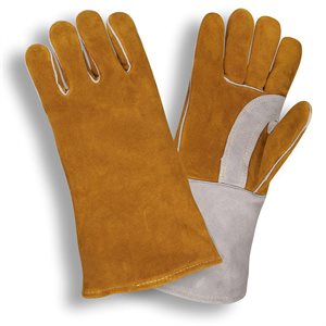 Welders Side Split Brown&Gray Leather Gloves Kevlar Sewn Reinforced Palm (6) Min.(1)