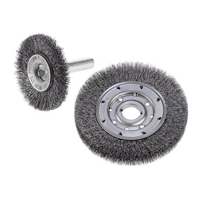 Wire Brush Wheel 4" Dia. 5 / 8-11 Crimped Carbon .014 USA (6) Min.(6)