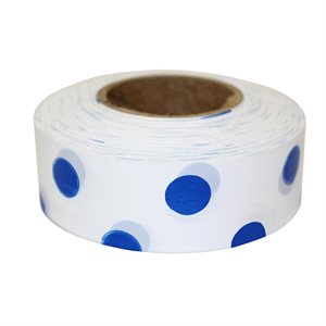 Roll Flagging 1-3 / 16"x 300' Polka Dot White & Blue (144) Min.(12)