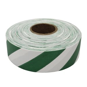 Roll Flagging 1-3 / 16"x 300' Striped White & Green (144) Min.(12)