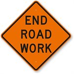 Orange Bright 48"x 48" End Road Work Roll Up Road Sign Fiberglass & Clamp (6) Min.(1)