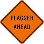 Orange Bright 48"x 48" Flagger Ahead Roll Up Road Sign Fiberglass & Clamp (6) Min.(1)
