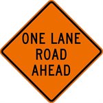 Orange Bright 48"x 48" One Lane Road Ahead Roll Up Road Sign Fiberglass & Clamp (6) Min.(1)