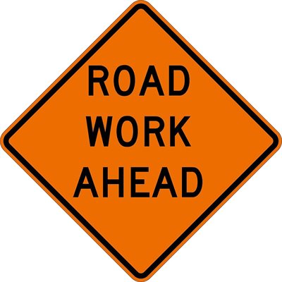 Orange Bright 48"x 48" Road Work Ahead Roll Up Road Sign Fiberglass & Clamp (6) Min.(1)