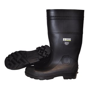 Boots Black PVC Steel Toe EVA Insole Unlined Slip-on 16" Tall Size 13 (6) Min.(1)