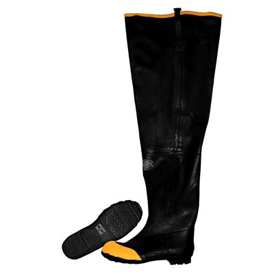 Boots Hip Waders Black Rubber, Steel Toe, Cotton Lined, 36 inch Length Size 11 (6) Min.(1)