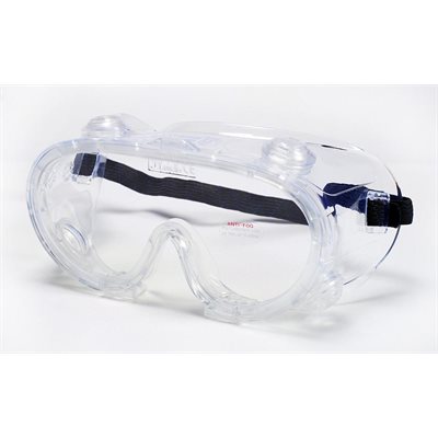 Goggle Indirect Vents Clear Polycarbonate Anti-Fog Chemical Splash Type Elastic Strap (120) Min.(12)