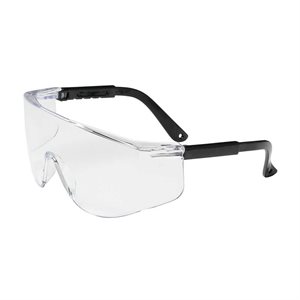 Safety Glasses Rimless OTG Size Black Adjustable Temple Clear Lens and Anti-Scratch Coating (120) Min.(12)
