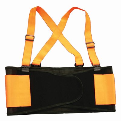Back Support Belt Orange HiVis Large w / Suspenders (24) Min.(1)