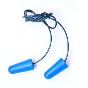 Ear Plugs Metal-Detectable Blue Foam NRR 32db With Cord 100 Pair Box (10) Min.(1)
