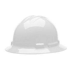 Full Brim Hard Hat White with Ratchet 6-point Nylon Suspension (10) Min.(1)