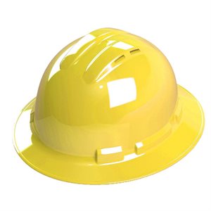 Full Brim Hard Hat Vented Yellow with Ratchet 4-point Suspension (10) Min.(1)