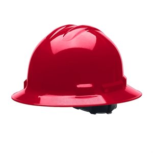 Full Brim Hard Hat Red with Ratchet 4-point Suspension (10) Min.(1)