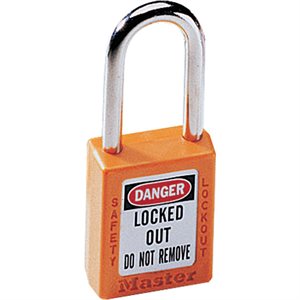 Master Lock 410 Orange Lock Out Padlocks 1-1 / 2" Non-Conductive Xenoy 6 Pack Min. (1)