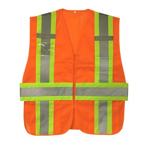 Safety Vest Class III Expandable Orange Mesh 7 Pocket 4" Two-Tone RF Zipper CL 2X-5X (24) Min.(1)