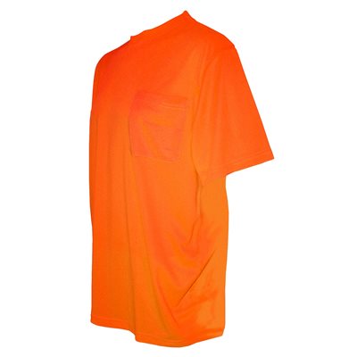 T-Shirt Orange Polyester Chest Pocket Large (24) Min.(1)