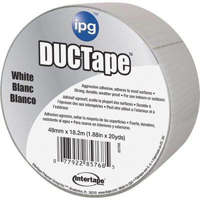 White 2"x 60yd 9mil Duct Tape IPG AC20 Retail Pack (648) Min.(24)