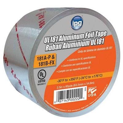 Aluminum Foil 2-1 / 2"x 60yd 2mil Tape Printed UL-181A IPG (16) Min.(1)