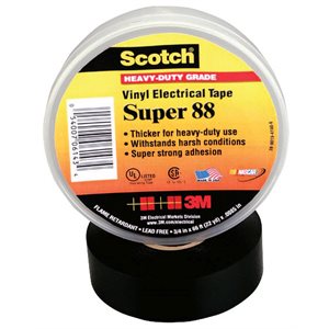 3M Super 88 3 / 4"x 66' 8.5mil Black Electrical Tape (100) Min.(10)