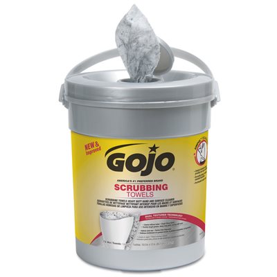 GOJO Scrubbing Wipes 72ct Hand Towels 10.5â€x12.75â€ Citrus Fragrance 6 / Pail case (1)